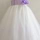 Flower Girl Dresses - IVORY with Lilac Rose Petal Dress (FD0PT) - Wedding Easter Bridesmaid - For Baby Children Toddler Teen Girls