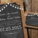 BURLAP Wedding Invitation// Bell String Lights//Chalkboard//Rustic wedding invitations//Shower//Birthday//Baby Shower