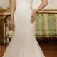 JW15168 sheer tulle top back cap sleeves lace mermaid wedding dress