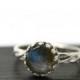 8mm Labradorite Ring, Celtic Engagement Ring, Natural Gemstone Ring, Handforged Sterling Silver Ring