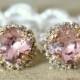 Blush pink earrings Crystal stud big vintage pink earrings Pink Blush Bridal earrings Silver Blush Pink Earrings Gold Blush Pink Earrings