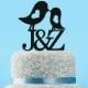 Love Birds Wedding Cake Topper,Monogram Wedding Cake Topper,his and hers initials cake topper,wedding cake deco 4576