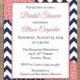 Navy & Coral Bridal Shower Invitation, Printable Navy Blue Chevron and Coral Mum Bridal Invite, Wedding Shower Invitation
