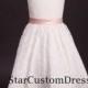 Ivory lace flower girl dress with Pink belt for weddings kids party dresses for girls