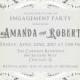 Sophisticated Vintage Engagement Party Invitations Digital Printed Invitation or Printed Cards Shade of Grey Gray No.526