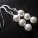 Swarovski Pearl Earrings Bridal Earrings Classy Sterling Silver Drop Bridesmaid Jewelry Wedding Jewelry Dilara