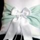 White or Ivory Wedding Ring Bearer Pillow Mint Green Accent