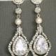 TORILYN, Wedding Earrings, Bridal Earrings, Vintage Style Pearl and Crystal Rhinestone Dangle Earrings, Teardrop Earrings, Bridal Jewelry