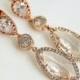 ROSE GOLD Wedding Jewelry Rose Gold Bridal Earrings Wedding Earrings Cubic Zirconia Posts with Clear Glass drops