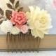 Big Rose Hair Comb Light Yellow Cream Flower Comb Wedding Accessories Shabby Floral Comb Country Chic Bridal Hair Jewelry Bridesmaids Gift