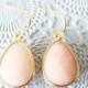 Peach Earrings Blush Pink Gold Dangling Drop Statement Big Earrings Coral Bridal Jewelry Bridesmaid Gift Modern Elegant