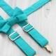 Boys Suspender and Bow Tie Set in Solid Teal, RIng Bearer. Holidays, Photo Prop and more. Chose size