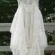 Off White alternative bride tattered boho gypsy hippie wedding dress, recycled / vintage laces, US size 12-14, Medium / Large