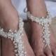 Beach Wedding Foot Jewelry, Bridal Crystal Pearl Barefoot Sandals,Boho Slave Anklet,Boho Wedding,Flower Girl Shoes,Footles Sandles
