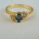 14k Yellow Gold Swiss Blue Topaz Ring / Vintage Swiss Blue Topaz and Diamond Ring / Cocktail or Engagement Ring / Size 6.25