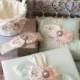 Wedding flower girl basket , ring bearer pillow , wedding guest book and keepsake wedding garter set 
