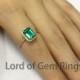 2.56ct Green Emerald and H SI Diamonds Solid 14k Yellow Gold Halo Engagement Wedding Ring,Bridal