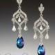 DAPHNE Blue Crystal Chandelier Bridal Earrings - Stones available in several colors