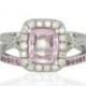 Cotton Candy Pink Sapphire Engagement Ring with Slim V Cut Diamond Split Shank - LS4150