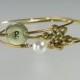 Bridesmaid Bangle Gold Bracelet Set, Endless Knot, Pearl, Personalized Bangle, Bridesmaid Bracelet, Bridesmaid Gift, Bridal Jewelry (S256G.)