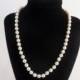 Single Strand Pearls -  18" Necklace - 8mm faux pearls with golden clasp - bridal, wedding jewelry