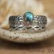 Spiral and Flower Labradorite Promise Ring, Engagement Ring, or Wedding Band Set in Sterling Silver