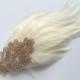 1920s Wedding Headband Champagne Gatsby Headpiece, Cream Wedding Feather Fascinator, Bridal Headpiece, Art Deco