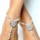 Pearl and Rhinestone Barefoot Sandals Foot Jewelry for Brides and Bridal Party Beach Wedding Shoes