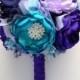 Large Bouquet - Royal Purple, Lavender, Teal, and Navy Blue - Heirloom Bouquet, Colorful Fabric Bouquet, Keepsake Bouquet, Purple and Blue