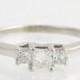 Three Stone Diamond Engagement Ring - 14k White Gold & Platinum Princess .50ctw L264