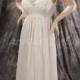 Vintage Vanity Fair Nightgown White Long Negligée Chiffon over Lace Bodice Size 36 Bridal Honeymoon