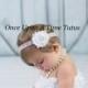 White Shabby Rosette Flower Rainbow Chevron Headband - Photo Prop Hairbow - Modern Trendy Hair Bow - Newborn Baby Toddler Girl