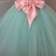 Custom Made Mint Tutu Skirt for brides maid dress, prom, party, portraits-4 inches satin sash is included-Any color