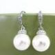 Swarovski 8mm or 10mm Round Pearl Earrings Earrings Bridesmaid Gift Wedding Jewelry Gift Bridal Earrings (E030)