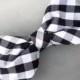 Black and White Plaid Silk Bow Tie - Clip on, pre-tied with strap or self tying