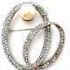 30% Off Rhinestone Pearl Brooch, Vintage Jewelry, Silver Pin, Sash Ornament, Wedding Jewellery, Hair Accessories