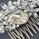 LUNET, Vintage Style Bridal Hair Comb, Crystal Rhinestone and Pearl Wedding Hair Comb, Wedding Hair Accessories, Ivory, White Pearl Comb
