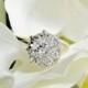 Vintage Engagement Ring Diamond Halo Design 0.45ctw Diamond Cluster Ring 14K Two Tone Gold Floral Diamond Wedding Ring