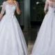 Vintage 2015 Wedding Dresses Half Sleeve Sheer Neck Sash Cheap A-Line Lace Applique Sequins Bridal Dresses Ball Gowns Chapel Length Custom Online with $129.95/Piece on Hjklp88's Store 