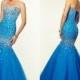 Royal Blue 2015 Evening Dresses Formal Crystal Mermaid Long Party Prom Gowns With Beads Sweetheart Neck Plus Size Tulle Gowns Dress Online with $135.29/Piece on Hjklp88's Store 