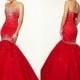 Red Evening Dresses Mermaid Prom Gowns 2015 Sequins Tulle Sweep Sweetheart Crystal Beaded Formal Pageant Gowns Sweep Train Party Dress Online with $126.39/Piece on Hjklp88's Store 