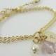 Personalized Gold Amethyst Bracelet/Initial Pink Bracelet/Bridesmaids Gift Bracelet/Birthstone Bracelet/bridal party bracelet