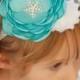 Ice Blue Headband- Handmade Flower w/ Rhinestone Headband - Photography Baby Toddler Child Girls Headband