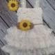 Rustic Flower Girl Dress-Sunflower And Burlap Wedding-Sunflower Dress-Country Flower Girl Dress-Rustic Flower Dress-Sunflower Headband