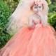 Simply Dreamy Shades of Orange and Peach Bridal Flower Girl Tulle Tutu Dress with Headband Veil up to Girls 5-6 Year