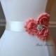 LORYN Coral Vintage Inspired Bridal Sash 