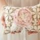 Ring Bearer Pillow, rustic shabby chic romantic wedding ring pillow, burlap, blush and ivory