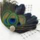 MICHELLE Black and Natural Peacock Feather and Black Veil Hair Clip, Feather Fascinator, Bridal Hair Piece