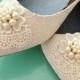 Dainty Pearl Ponted Toe Bridal Ballet Flats Wedding Shoes - Any Size - Pick your own crystal color