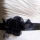 Wedding Belt, Sash, with Polkadot and Black Feathers Wedding Accessories, Black Bridal Sash